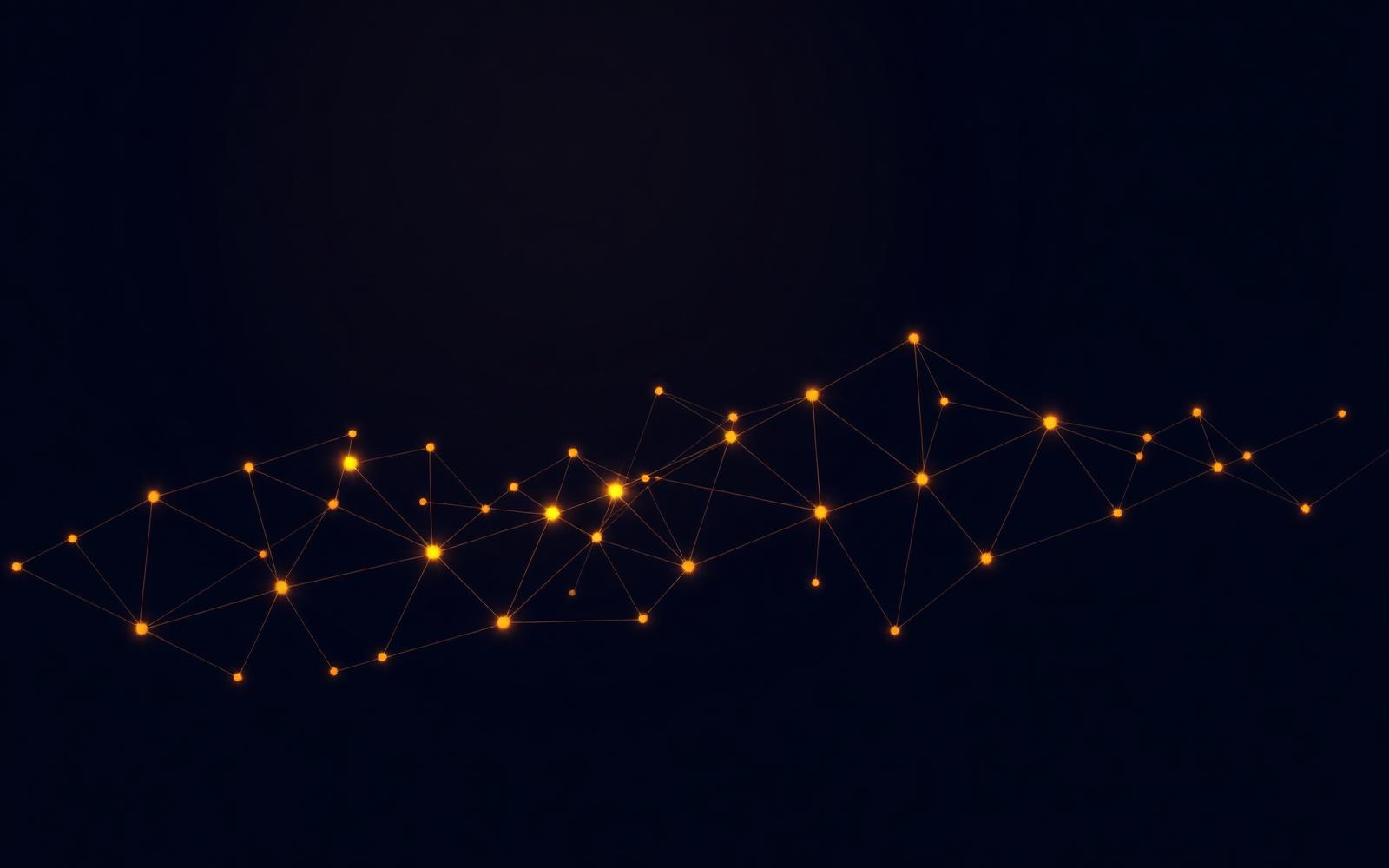 Abstract network of connected nodes representing domain ownership